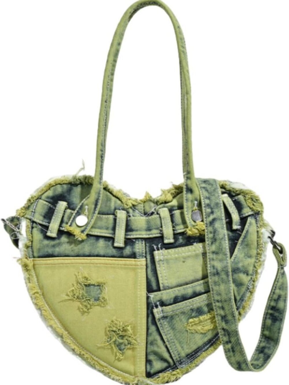 Cute Heart Shaped Denim Purse | Y2K Aesthetic Shoulder Bag | Vintage Jeans Tote